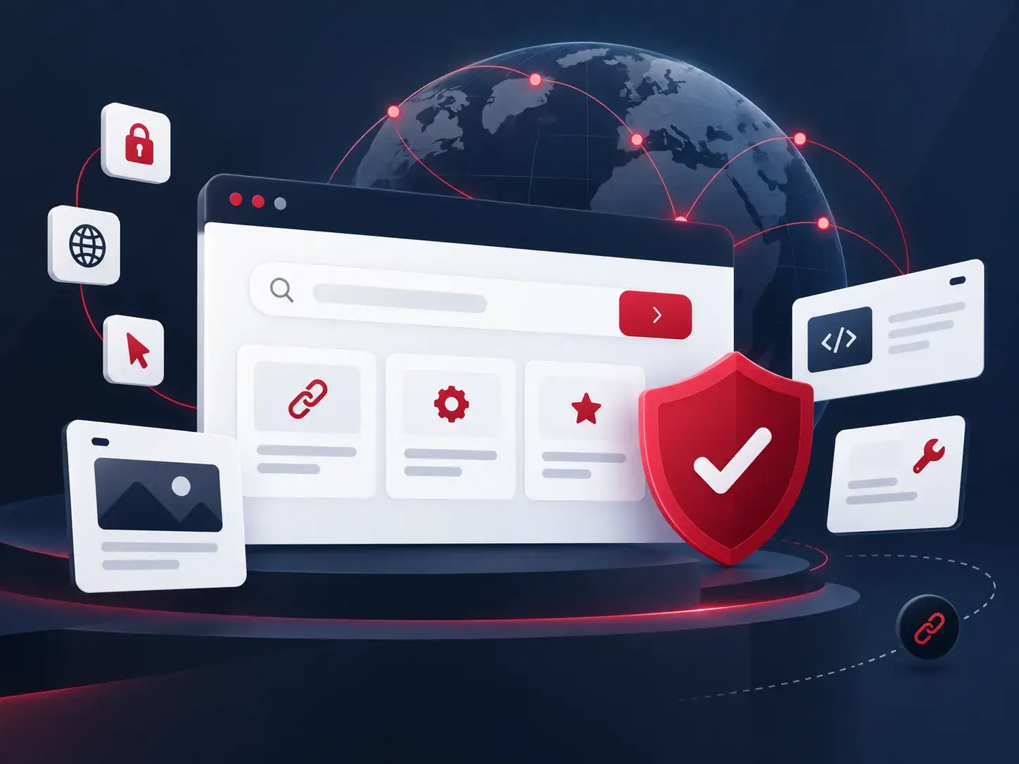 Moderne illustratie voor Link Top 100 met gecureerde websites, online tools en internetgids thema